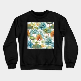 Pastel Oasis: A Serene Seamless Pattern of Trees and Plants in Soft Hues Crewneck Sweatshirt